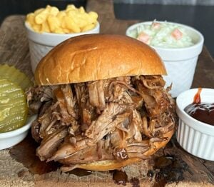 Bbq pork mac n cheese coleslaw